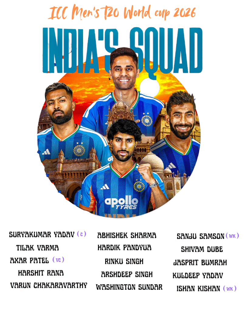 T20 World Cup 2026 के लिए Team India का Full Squad हुआ Announce